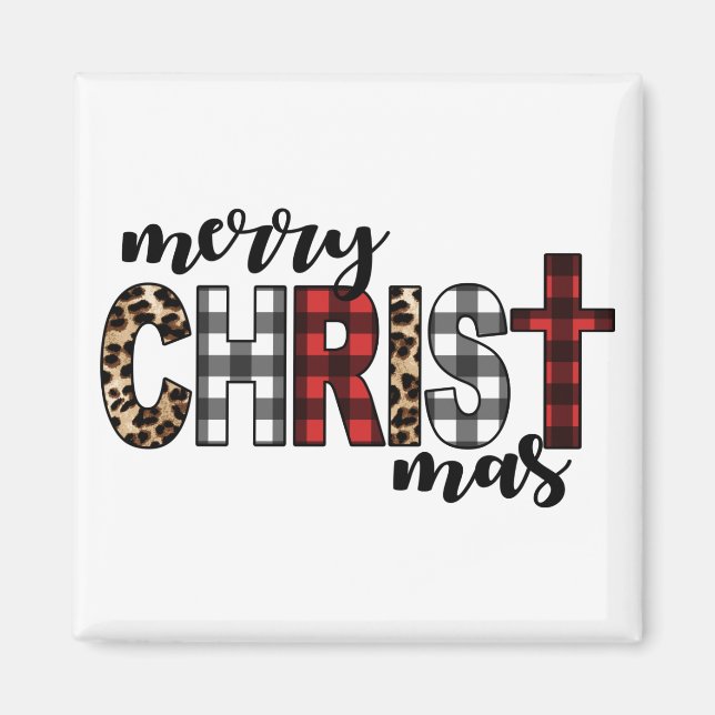 Merry CHRISTmas Buffalo Plaid Magnet (Front)