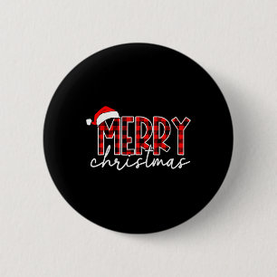 Merry Christmas Buffalo Plaid Red Santa Family Xma 2 Inch Round Button