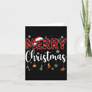 Merry Christmas Buffalo Plaid Red Santa Family Xma Card