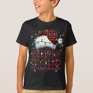 Merry Christmas Buffalo Plaid Red Santa Hat Grandp T-Shirt