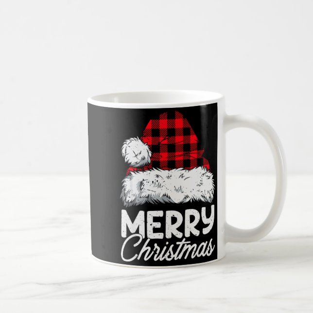 Merry Christmas Buffalo Plaid Red Santa Hat Xmas P Coffee Mug (Right)