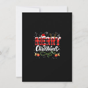 Merry Christmas Buffalo Plaid Red Santa Hat Xmas P Invitation