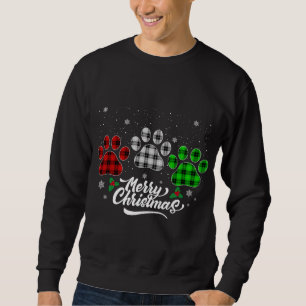 Merry Christmas Buffalo Plaid Red White Green Dog  Sweatshirt