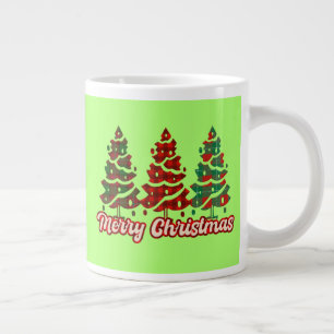 Merry Christmas Buffalo Plaid Trees-42019 Large Coffee Mug