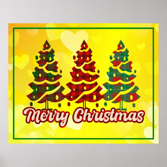 Merry Christmas Buffalo Plaid Trees Design-42019 Poster (Front)