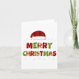 Merry Christmas Buffalo Plaid Xmas Men Women Kids Card