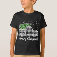 Merry Christmas Buffalo Truck Tree Black and White