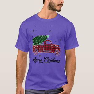 Merry Christmas Buffalo Truck Tree Red Plaid For M T-Shirt