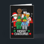 Merry Christmas Building Bricks Santa Elf Snowman  Card<br><div class="desc">Merry Christmas Building Bricks Santa Elf Snowman Figures</div>