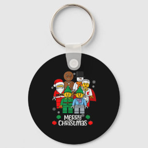 Merry Christmas Building Bricks Santa Elf Snowman  Keychain