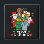Merry Christmas Building Bricks Santa Elf Snowman  Magnet<br><div class="desc">Merry Christmas Building Bricks Santa Elf Snowman Figures</div>