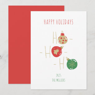 Merry Christmas bulbs greeting card doodle style