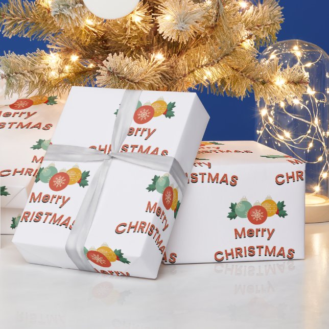 Merry Christmas Bulbs Happy Holidays Pattern  Wrapping Paper (Holidays)
