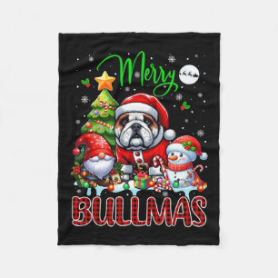 Merry Christmas Bulldog Cute Santa Bulldog Gnome S Fleece Blanket