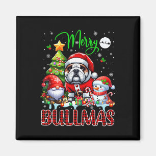 Merry Christmas Bulldog Cute Santa Bulldog Gnome S Magnet