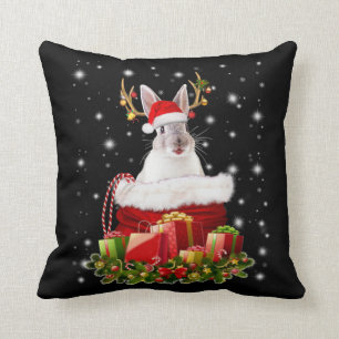 Merry Christmas Bunny Gift For Bunny Lover Throw Pillow