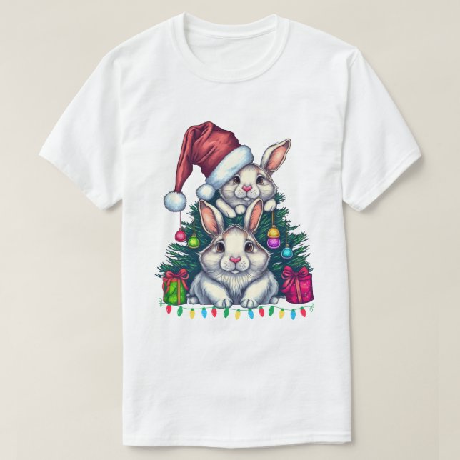 Merry Christmas Bunny Rabbit Squad T-Shirt (Design Front)