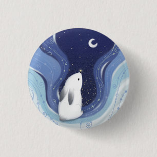 Merry Christmas: Bunny, the Moon & Stars 1 Inch Round Button