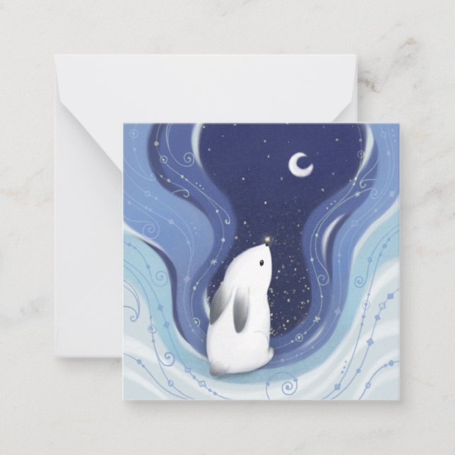 Merry Christmas: Bunny, the Moon & Stars Card (Front)