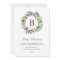 Merry Christmas Burgundy Berry Wreath Monogram