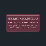 Merry Christmas Burgundy White Return Address Label<br><div class="desc">Add some extra cheer to your holiday cards and invitations with our festive Merry Christmas return address labels. This stylish Christmas design features 'Merry Christmas' in white handwritten modern typography on a burgundy background. Simply add your name and address. Exclusively designed for you by Happy Dolphin Studio. If you need...</div>