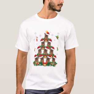 Merry Christmas Burmese Cat Santa Tree Pajama Swea T-Shirt