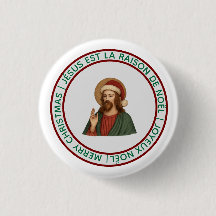 Merry Christmas Button - Joyeux Noel Jésus Raison