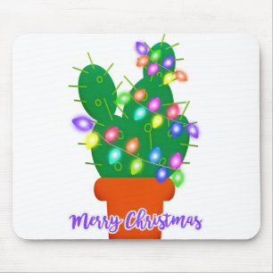 merry christmas cactus mouse pad
