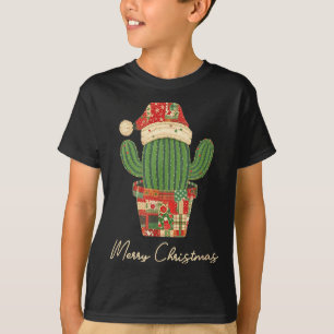 Merry Christmas Cactus Patchwork Quilt T-Shirt