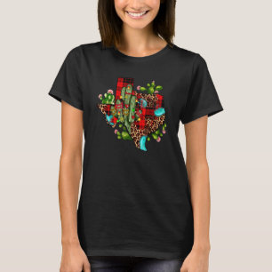 Merry Christmas Cactus Texas Map Western Map Chris T-Shirt