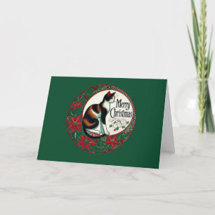 Merry Christmas Calico Cat Card