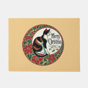 Merry Christmas Calico Cat                         Doormat