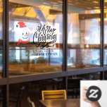 Merry Christmas Calligraphy and Snowman Custom Window Cling<br><div class="desc">Personalized your winter window decor with a custom branded, christmas window cling. The design features a cute happy snowman and Merry Christmas, lettered in ornate calligraphy. You can also customize with your message and/or company name. The decals are great to wish all your customers, suppliers and passers-by, a personalized Merry...</div>