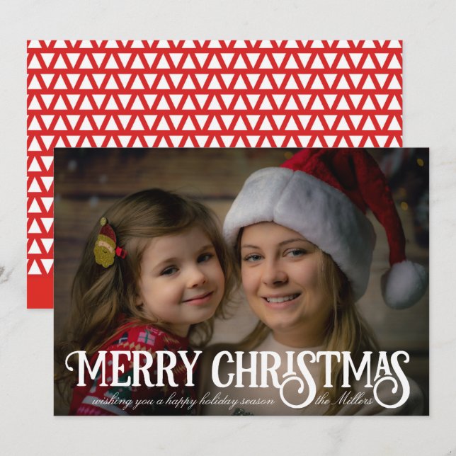 Merry Christmas Calligraphy Christmas Photo Card (Front/Back)