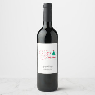 Merry Christmas Calligraphy Customizable Wine Label
