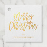 Merry Christmas Calligraphy Name Gold 3 Favour Tags<br><div class="desc">Decorate your gifts with a cute & custom to & from tag in modern Merry Christmas handwriting.</div>