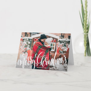 Merry Christmas Calligraphy Overlay Photo Holiday Card