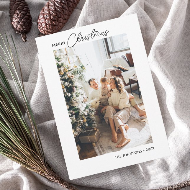 Merry Christmas Calligraphy Photo Holiday Card (Creator Uploaded)