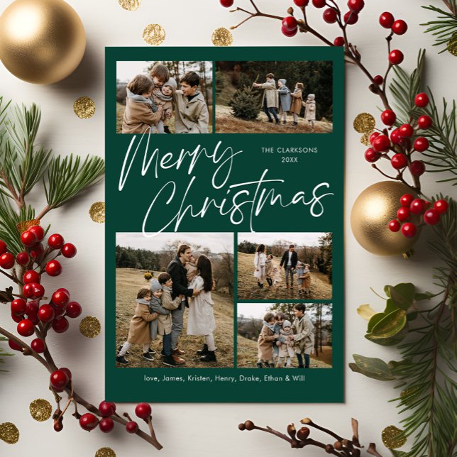 Merry Christmas Calligraphy Photo Magnetic Card (Creator Uploaded)