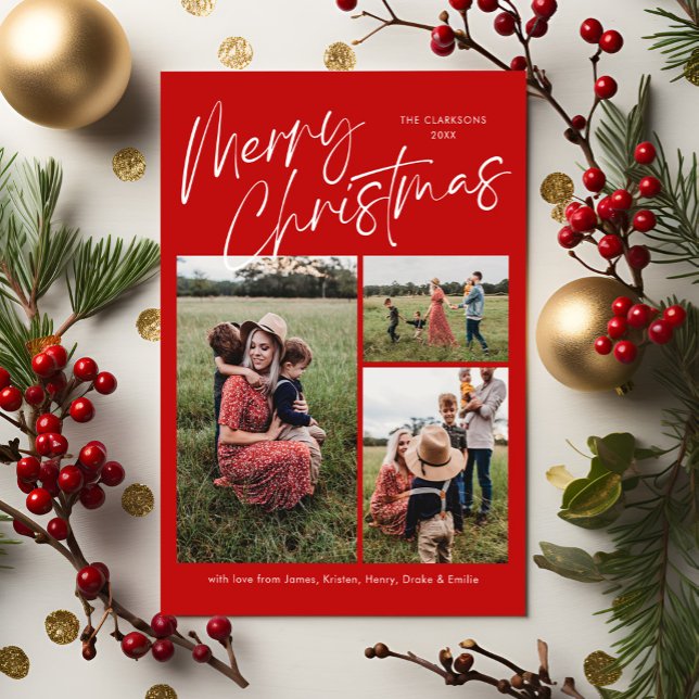 Merry Christmas Calligraphy Photo Magnetic Card (Creator Uploaded)
