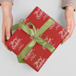 Merry Christmas Calligraphy Red and White Wrapping Paper Sheet<br><div class="desc">This design features a merry Christmas,  red traditional wrapping paper,  stylish simple,  classic holiday,  calligraphy script,  cute typography,  a modern minimalist,  pattern,  with a festive fun,  holiday gift wrap.</div>