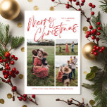 Merry Christmas Calligraphy Script 3 Photo Plaid Holiday Card<br><div class="desc">Merry Christmas Calligraphy Script 3 Photo Plaid Holiday Card features modern calligrapy script on the front,  along with three photos,  and a festive Christmas plaid on the back.</div>