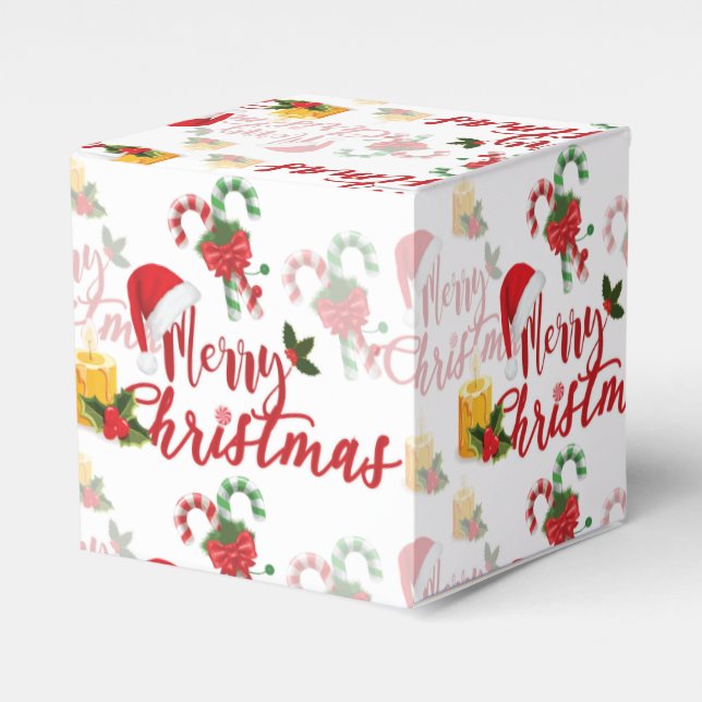 Merry Christmas Calligraphy Script Favor Box (Front Side)