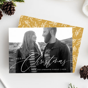Merry Christmas Calligraphy Script Overlay Photo Holiday Card