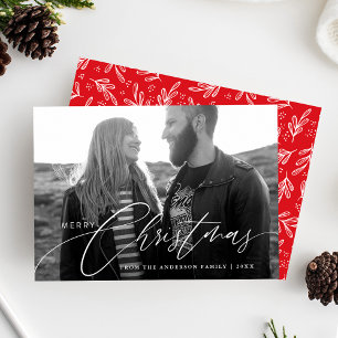 Merry Christmas Calligraphy Script Overlay Photo Holiday Card