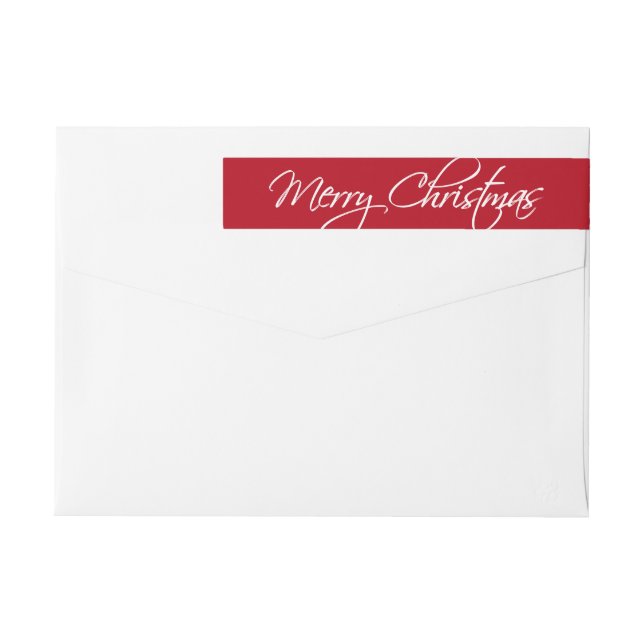 Merry Christmas Calligraphy Script Red Custom Wrap Around Label (Back)