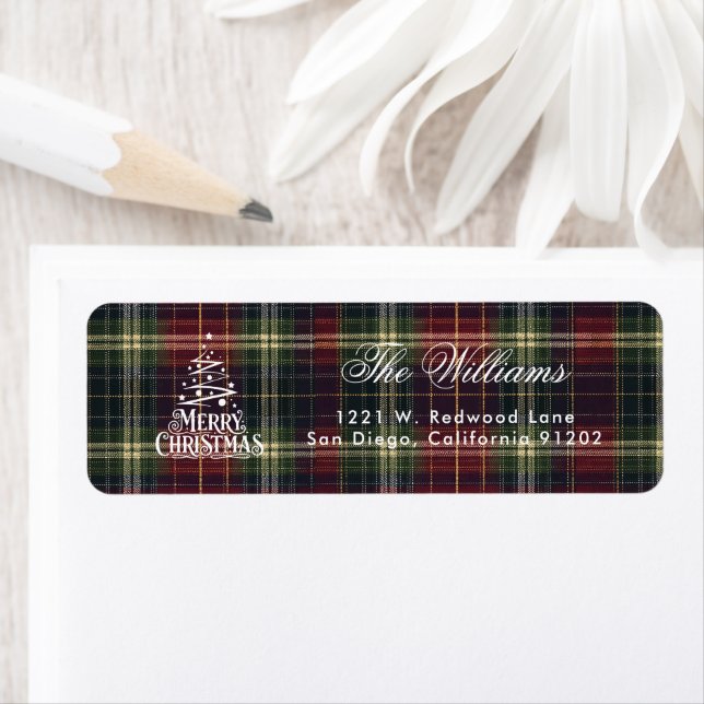 Merry Christmas Calligraphy Tree Return Address  (Insitu)