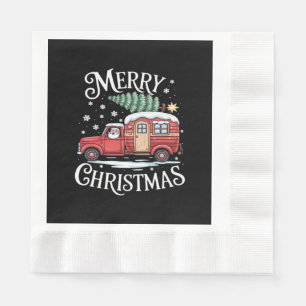 Merry Christmas Camping Cute Santa Claus Truck Ess Napkin