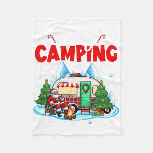 Merry Christmas Camping Santa Outside Sports Match Fleece Blanket