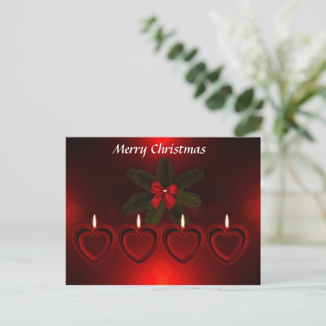 Merry Christmas Candle Advent Postcard (Standing Front)